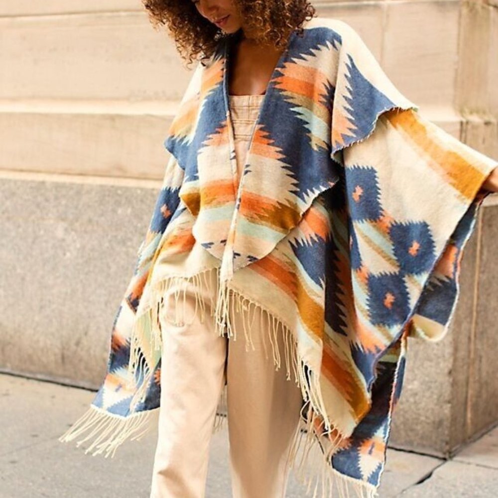Free People Crossroads Oversized Poncho One Size
